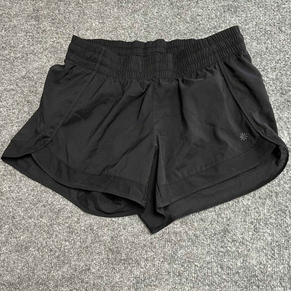 Athleta Shorts Womens Size S Black Mesh Racer Run 4" Athletic Performance Gym